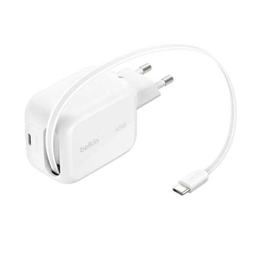 Belkin USB-C Charger Plug 45W with 3.3ft Retractable USB C Cable & Type C Port