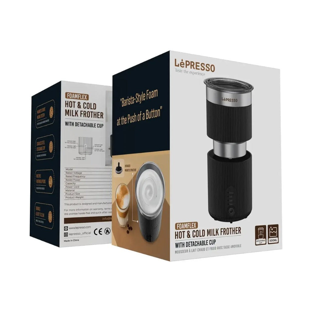 Lepresso Foamflex Hot & Cold Milk Frother - Black