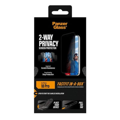 PanzerGlass 2-Way Privacy Screen Protector iPhone 18 Pro/18 Pro Max w. FASTFIT IN-A-BOX