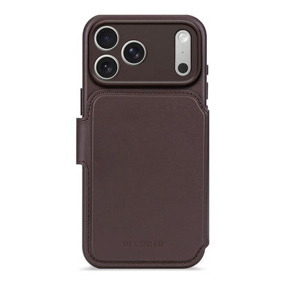 Decoded Chocolate Brown Leather Detachable Wallet Case for iPhone 17 Series with MagSafe