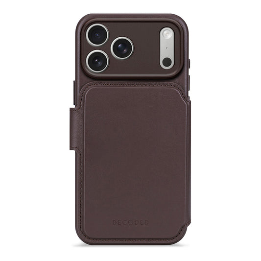 Decoded Chocolate Brown Leather Detachable Wallet Case for iPhone 17 Series with MagSafe