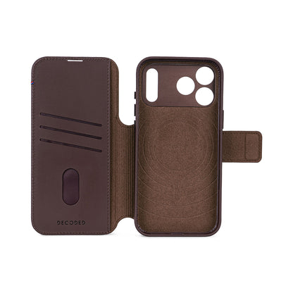 Decoded Chocolate Brown Leather Detachable Wallet Case for iPhone 17 Series with MagSafe