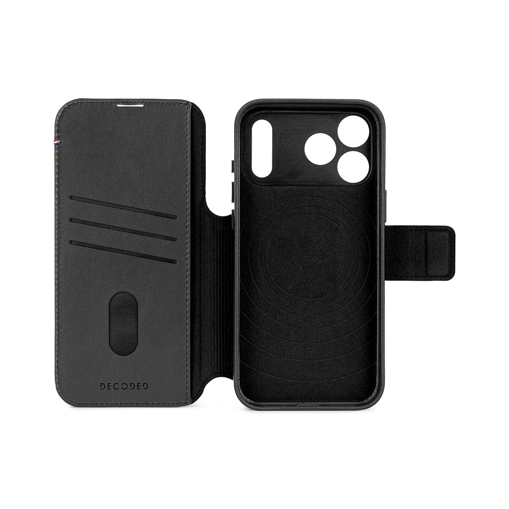 Decoded Leather Detachable Wallet Case for iPhone 17 Series with MagSafe - Black