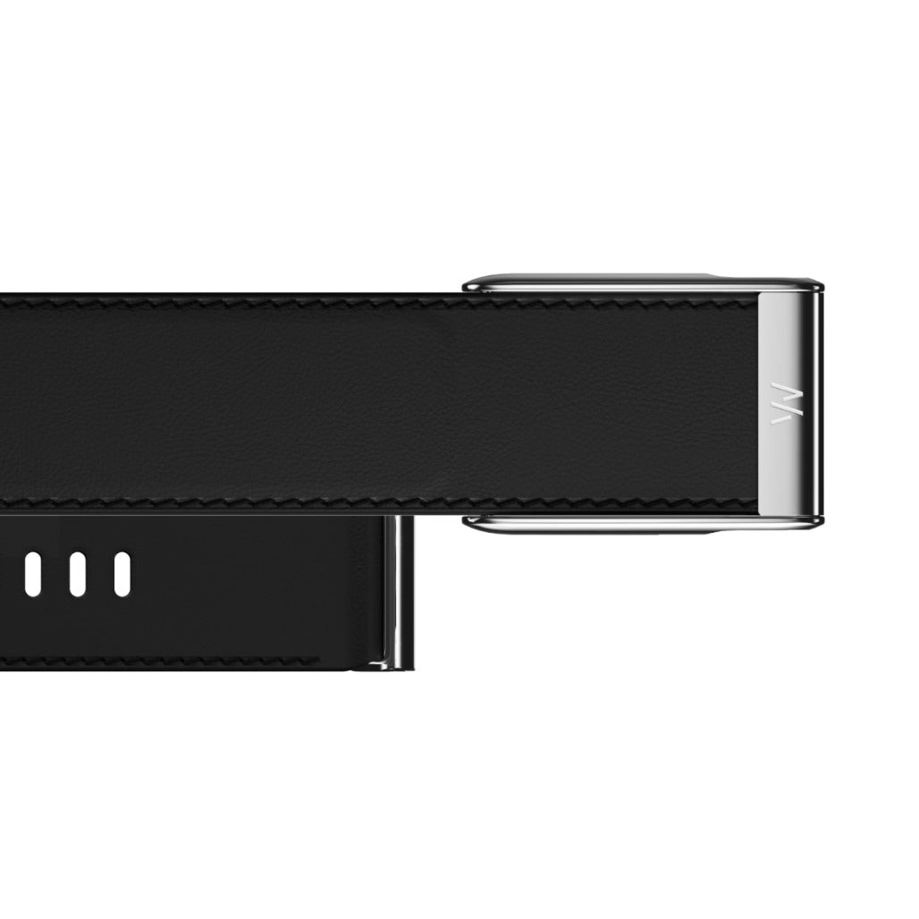 WHOOP MG LeatherLuxe Straight Band - Small/Medium -  Black/Cream With Titanium