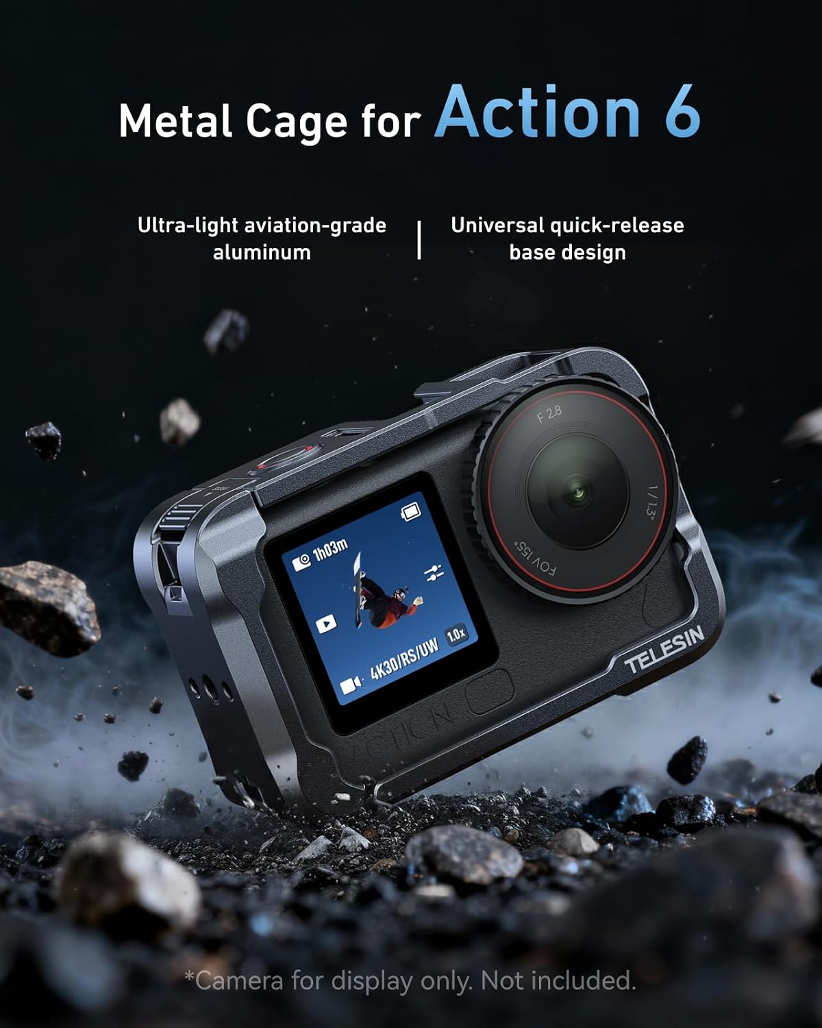 Telesin Metal Cage Kit with Lens Cap for DJI Osmo Action 6