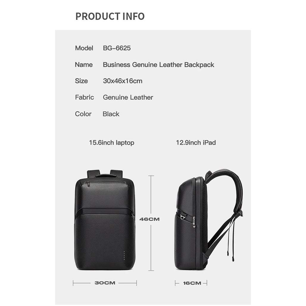 BANGE 6625 Super-Light Genuine Leather 15.6″ Waterproof Laptop Backpack
