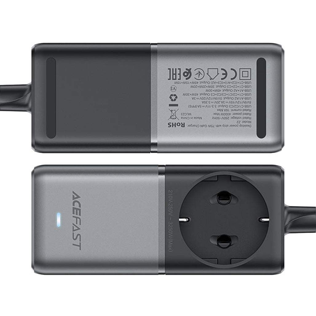 ACEFAST Z2 PD 75W Fast Charge Power Strip GaN 3xUSB-C+2xUSB-A
