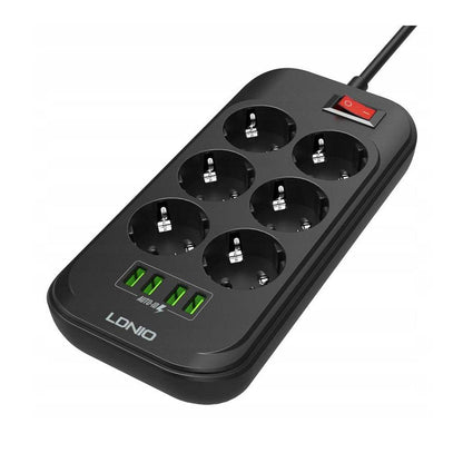 LDNIO SE6403 2500W Defender Series 6 AC + 4 USB Outlets EU Power Strip