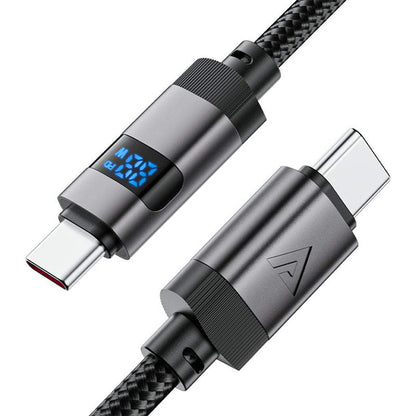 Acefast C15-03 60W Braided Charging Cable USB-C to USB-C With Digital Screen 1.2m
