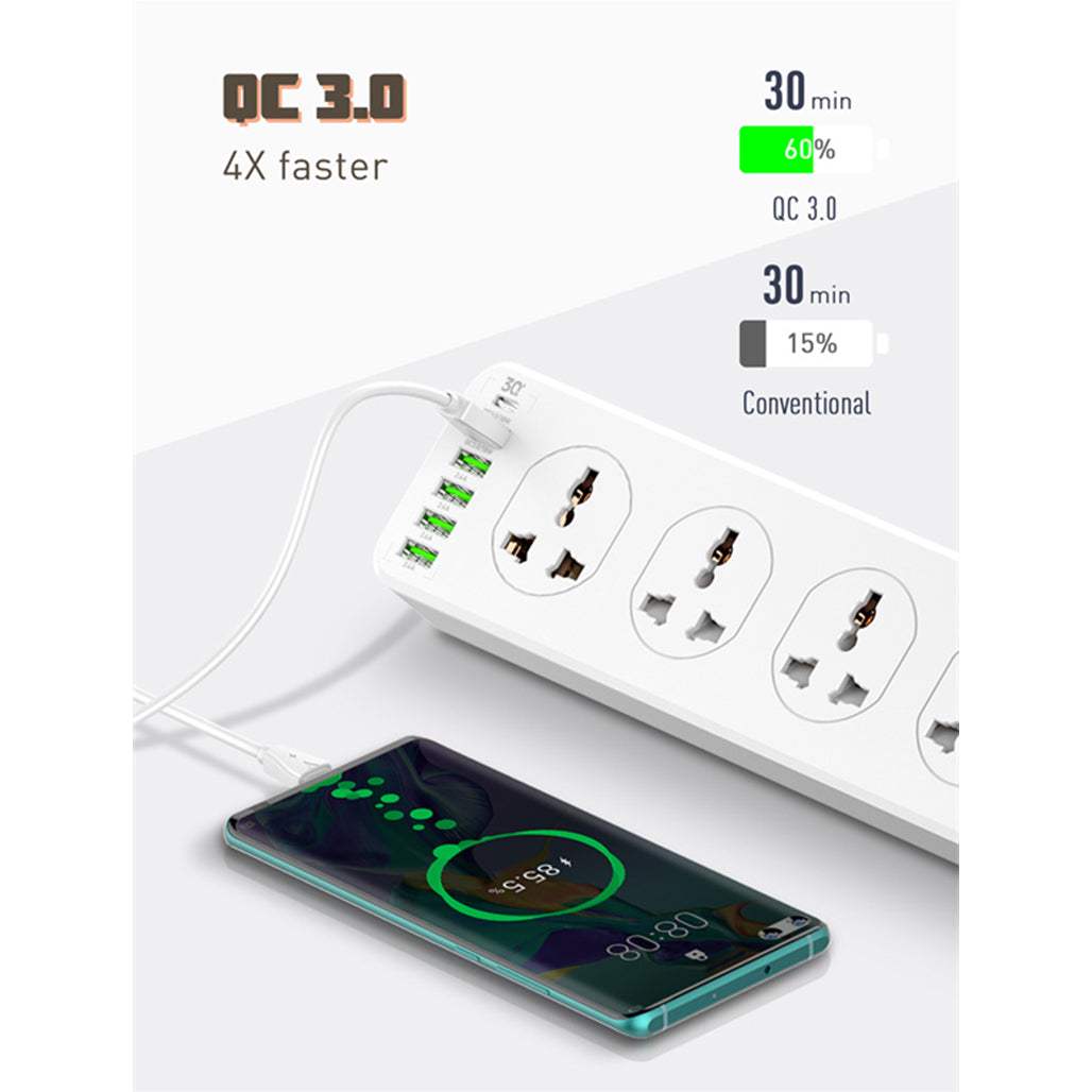 LDNIO SC10610 2500W Power Strip 10 AC 1 USB-C and 5 USB-A 30W Outlets