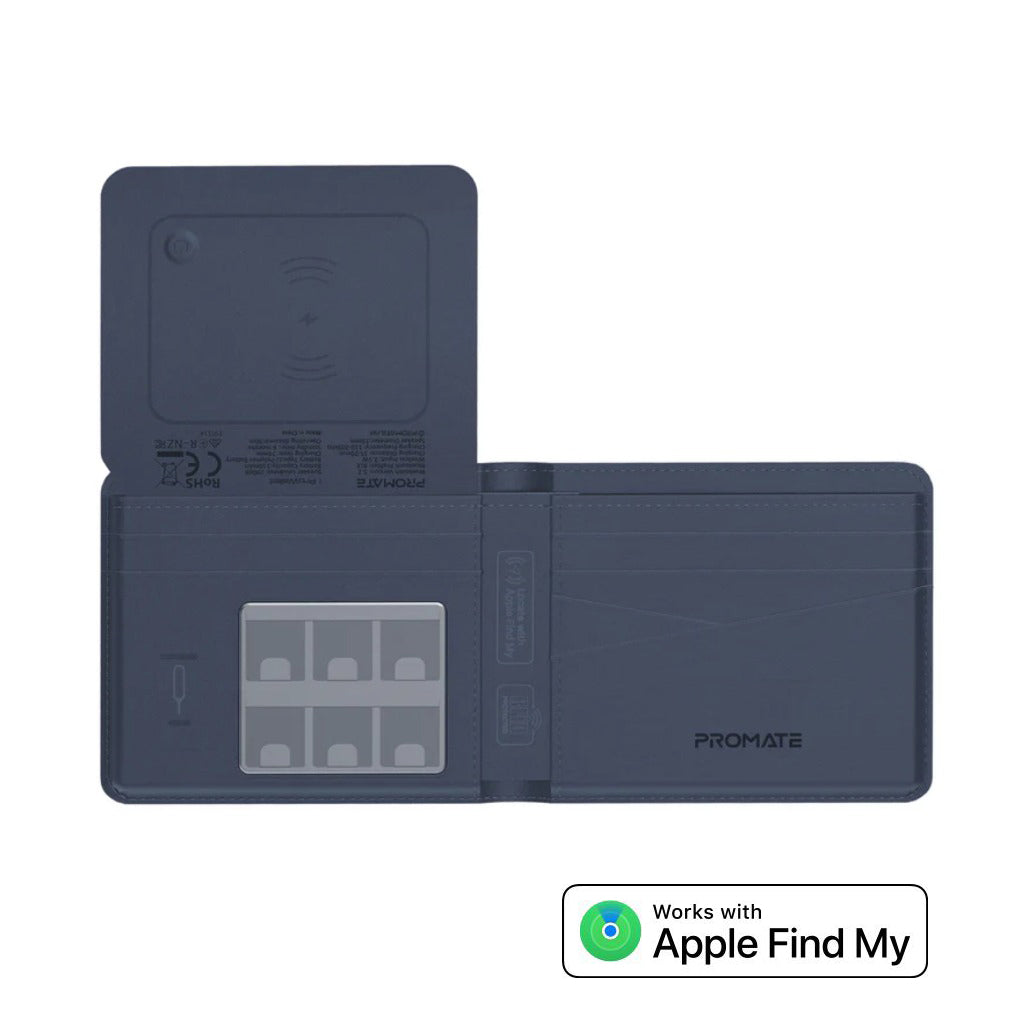 Promate ProWallet Anti-Loss Slim Leather Wallet with RFID Protection & Smart Tracking