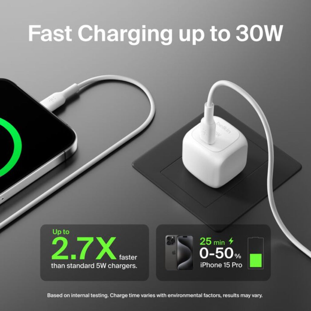 Belkin BoostCharge Compact USB-C Charger 30W + USB-C Cable