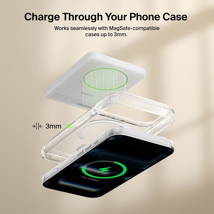 Belkin Slim Magnetic Power Bank 5K with Qi2 with Kickstand