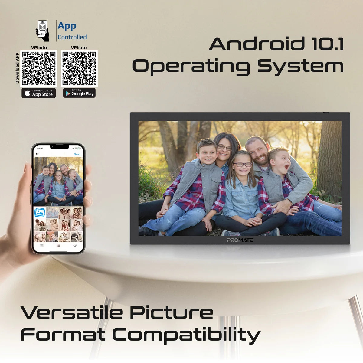 Promate 15.6" Vibrant Full HD Smart Multimedia Wi-Fi Digital Photo Frame - Black