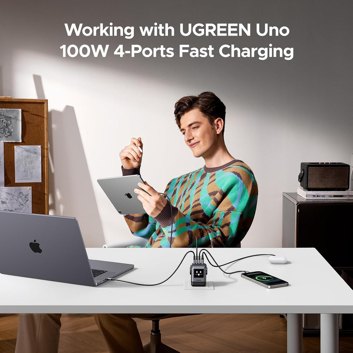 UGREEN Uno 100W 4-Port USB C Wall Charger - GaN Fast Charging Block
