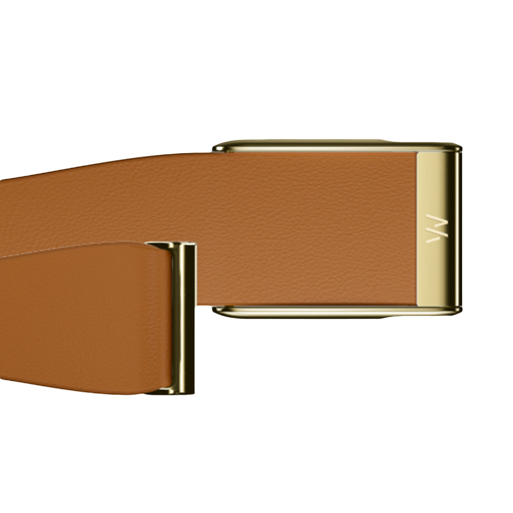 WHOOP MG LeatherLuxe Tapered Band - Camel with Gold