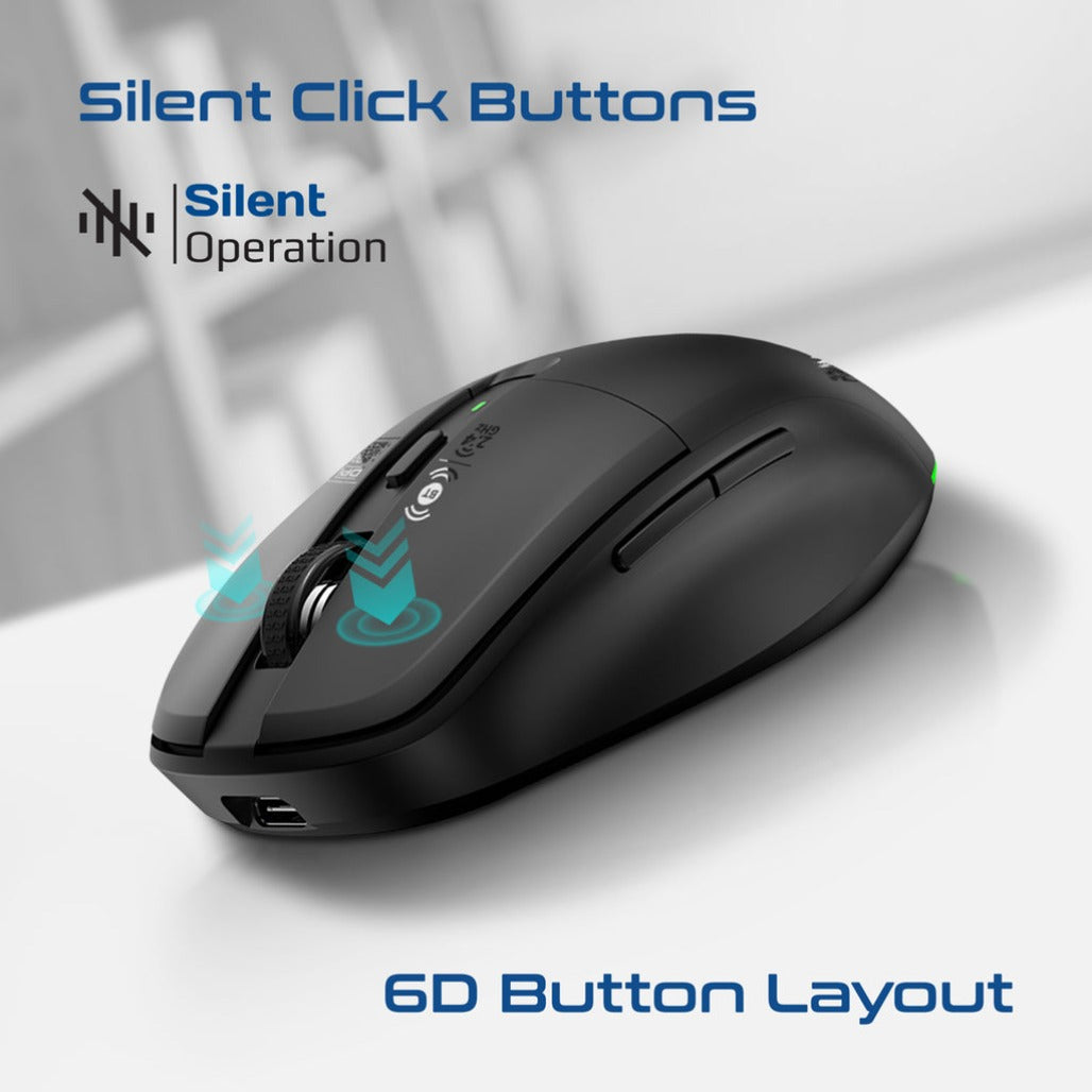 Promate Flixi - Dual Mode Wireless Mouse with Rechargeable Battery BT & 2.4GHz Connectivity