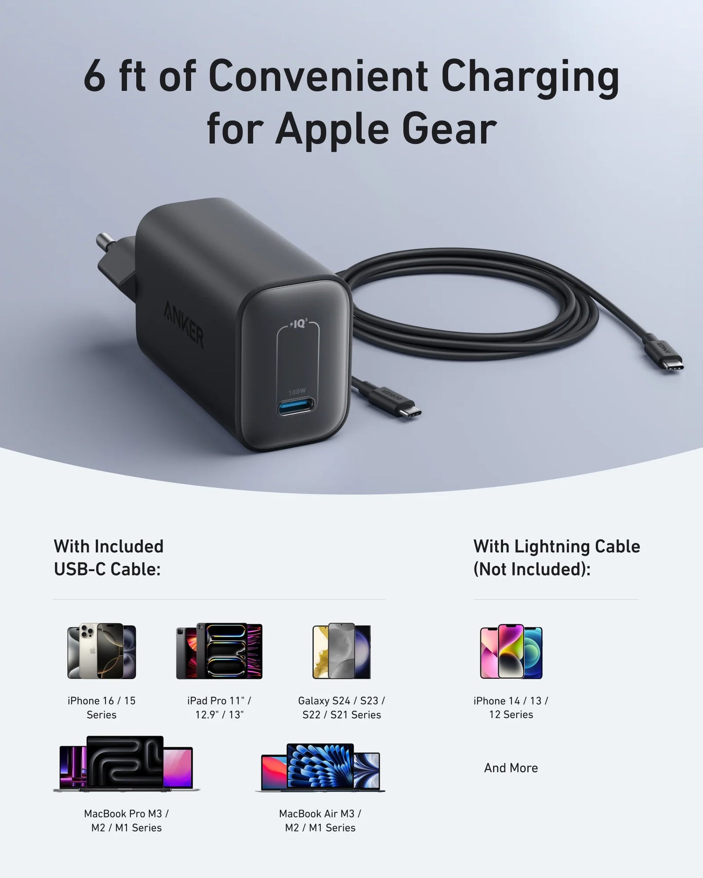 Anker Nano Charger (100W) with USB-C Cable - B2679G11