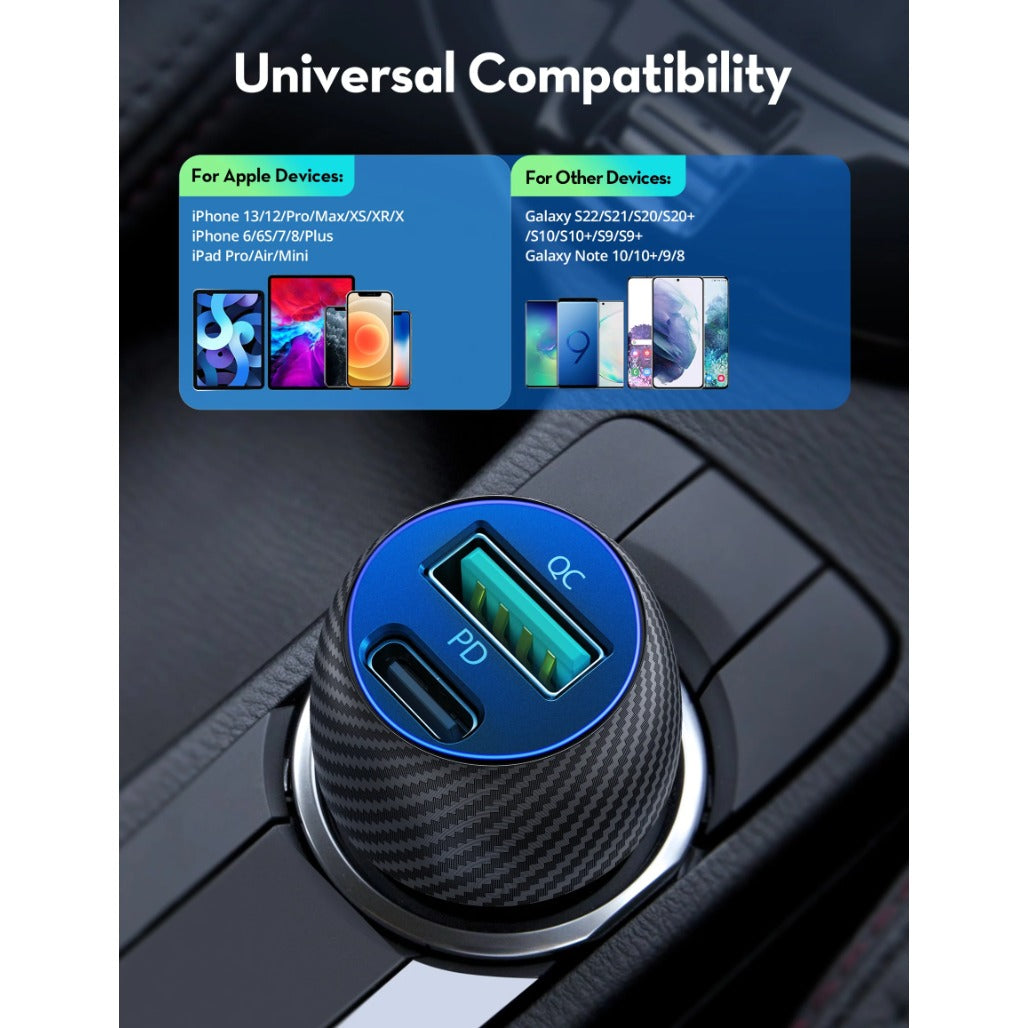 RAVPower VC030 Dual Port USB C Car Charger