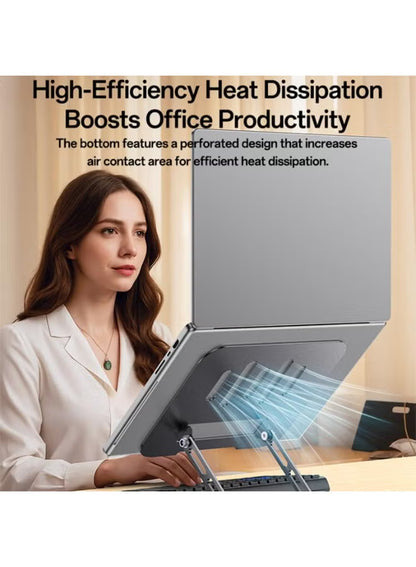 Yesido LP08 360° Rotating Adjustable Metal Laptop Stand - Ergonomic, Foldable Desktop Holder with Heat Dissipation for Laptops & Tablets
