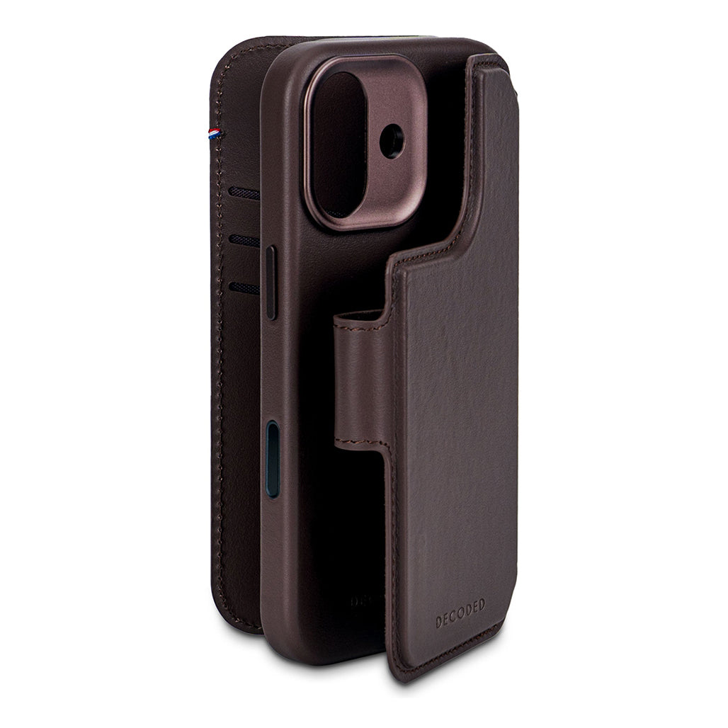 Decoded Chocolate Brown Leather Detachable Wallet Case for iPhone 17 Series with MagSafe