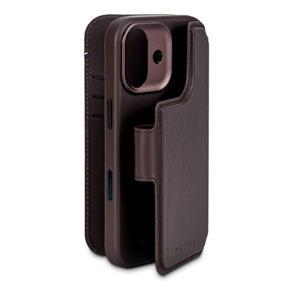Decoded Chocolate Brown Leather Detachable Wallet Case for iPhone 17 Series with MagSafe