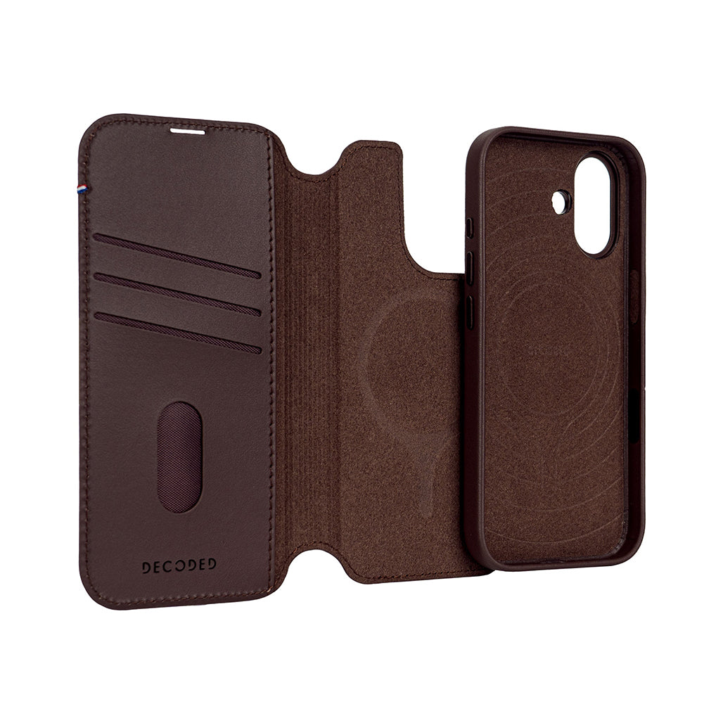 Decoded Chocolate Brown Leather Detachable Wallet Case for iPhone 17 Series with MagSafe