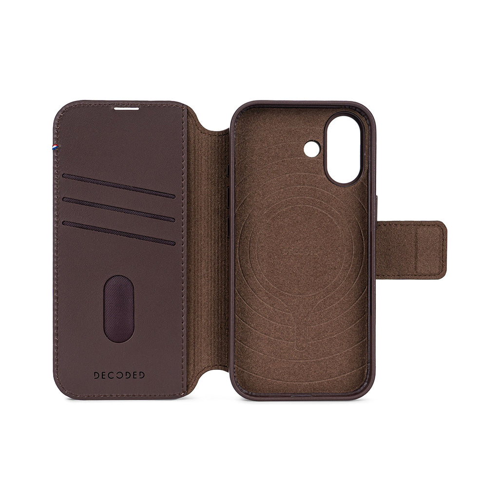 Decoded Chocolate Brown Leather Detachable Wallet Case for iPhone 17 Series with MagSafe