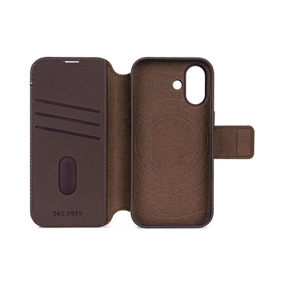 Decoded Chocolate Brown Leather Detachable Wallet Case for iPhone 17 Series with MagSafe