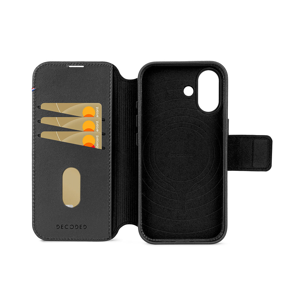 Decoded Leather Detachable Wallet Case for iPhone 17 Series with MagSafe - Black