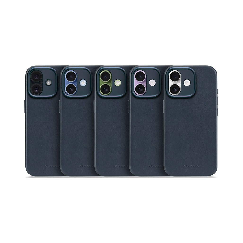 Decoded Leather Case for iPhone 17/16/15 Series - Navy