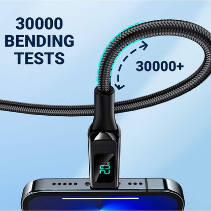 ACEFAST C6-01 Braided 30W USB-C to Lightning Charging Data Cable with Digital Screen 1.2m