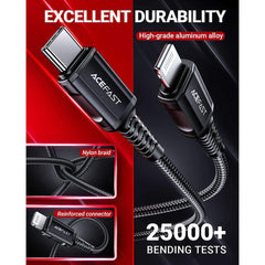 ACEFAST C1-01 Braided 30W USB-C to Lightning Charging Data Cable 1.2m