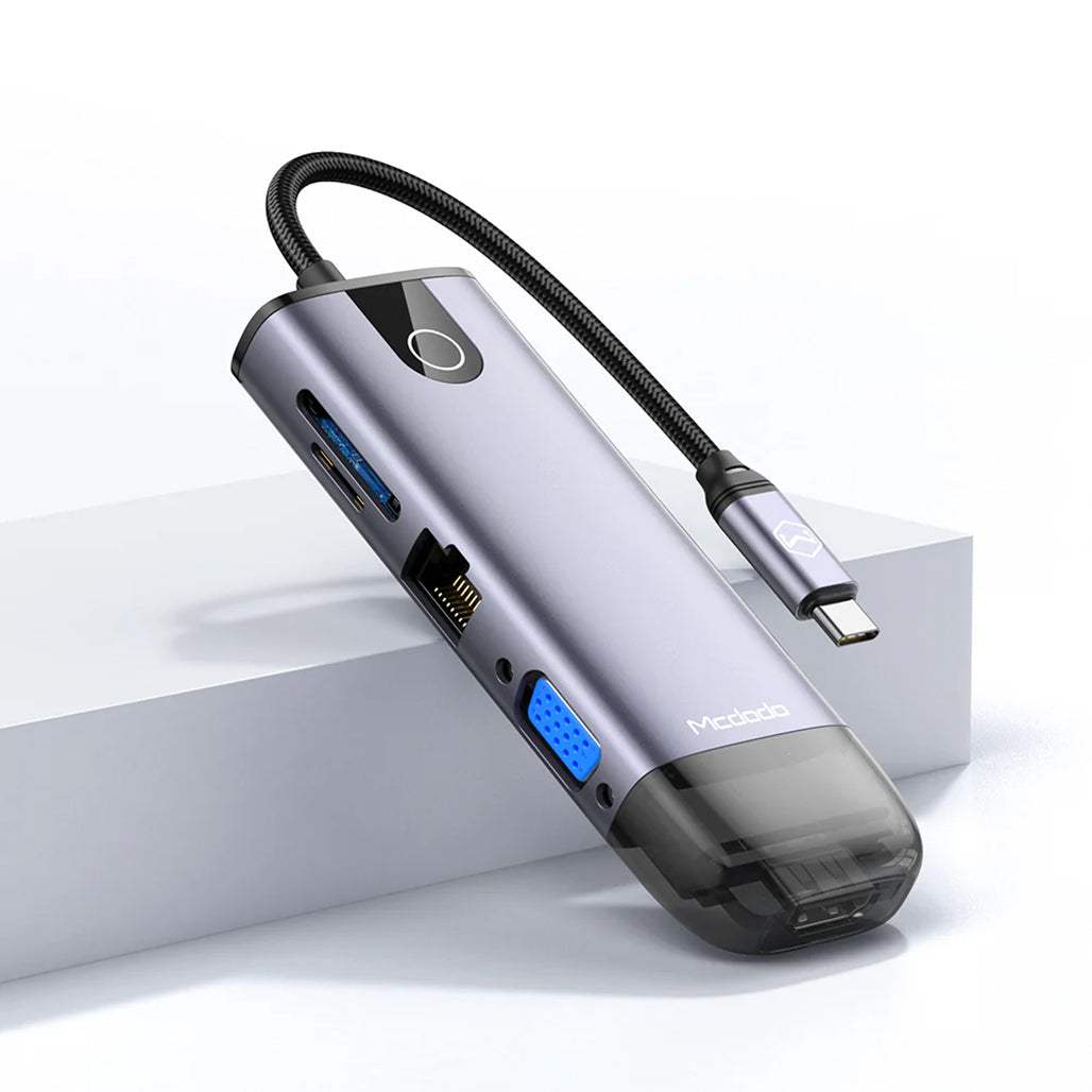 Mcdodo HU-7420 10-in-1 USB-C Hub with HDMI, VGA, LAN, PD, and Card Reader