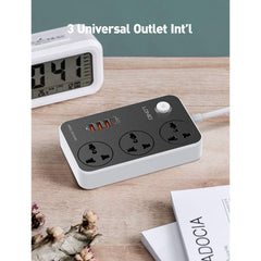 LDNIO SC3412 2500W Power Strip 3 AC 1 USB-C and 3 USB-A 20W Outlets