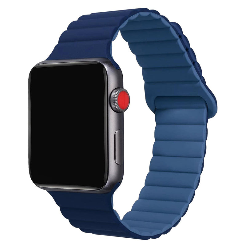 KORINA Magnetic Double Faced Silicone Band for Apple Watch 42/44/45/49mm - Navy and Tiffany Blue