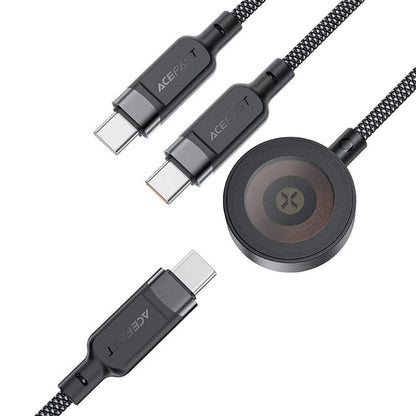 Acefast C6-11 100W 3-in-1 2 Type C and Apple Watch Braided Charging Data Cable