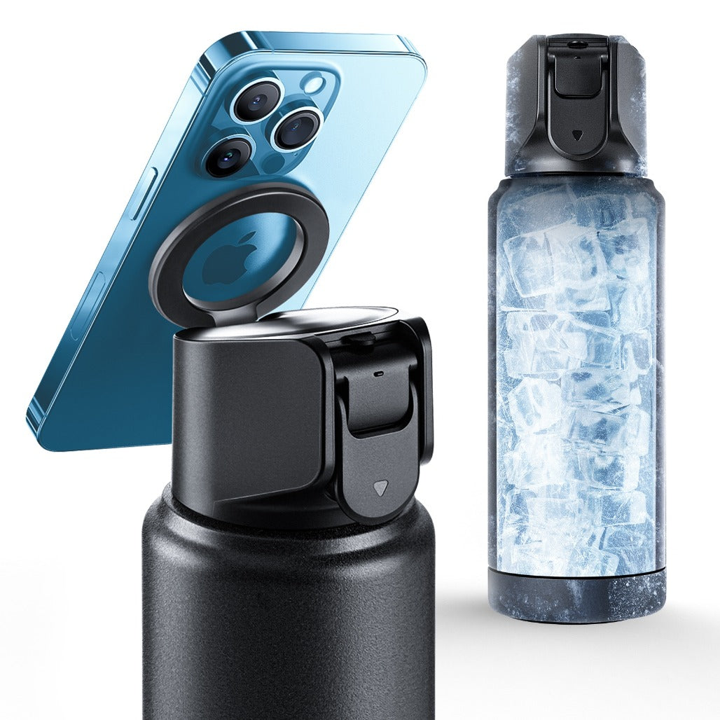 LISEN Multi-function Water Bottle with All-in-One Mount Holder for MagSafe & Portable Insulated Flask