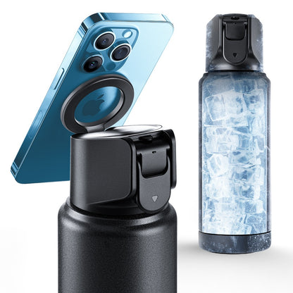 LISEN Multi-function Water Bottle with All-in-One Mount Holder for MagSafe & Portable Insulated Flask
