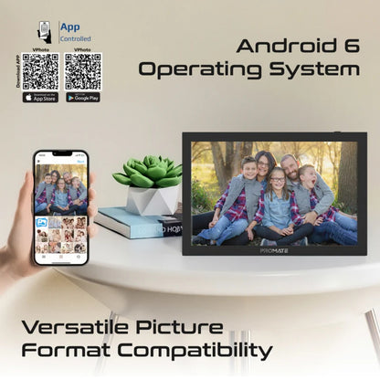 Promate Memoria-10 - 10.1" Vibrant Full HD Smart Multimedia Wi-Fi Digital Photo Frame