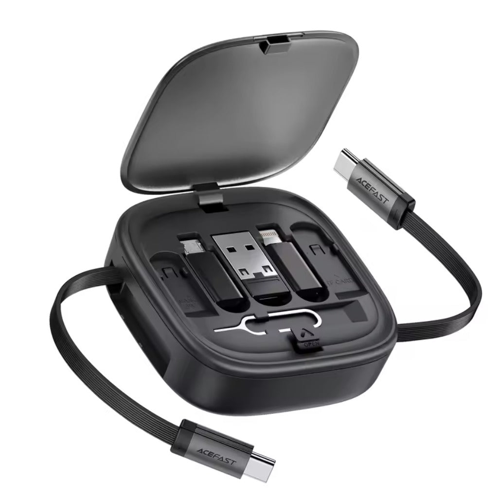 Acefast J3 Multifunctional Travel Set with Retractable Charging Data Cable Black