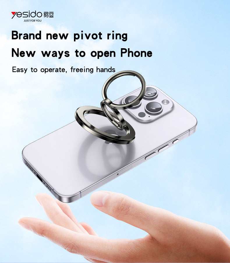 Yesido C206 Zinc Alloy 180 Degree Dlip And Fold Built-in N52 Double Ring Metal Folding Ring Phone Holder