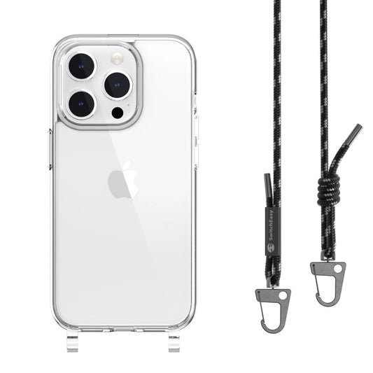 SwitchEasy Play Lanyard Shockproof Clear Case for iPhone 15 Pro/ Pro Max - Black