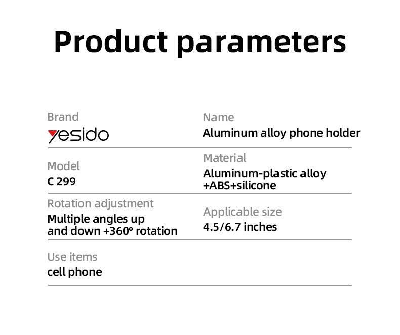 Yesido C299 360˚ Free-rotation Aluminum Alloy Folding Phone Holder