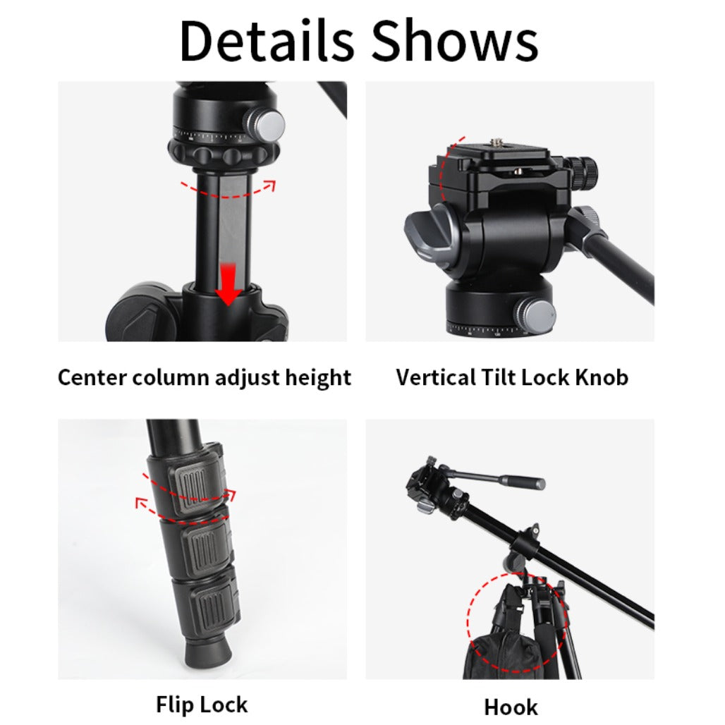 Jmary 2-in-1 Monopod & Horizontal Axis Tripod - KS355+HG60