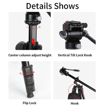 Jmary 2-in-1 Monopod & Horizontal Axis Tripod - KS355+HG60