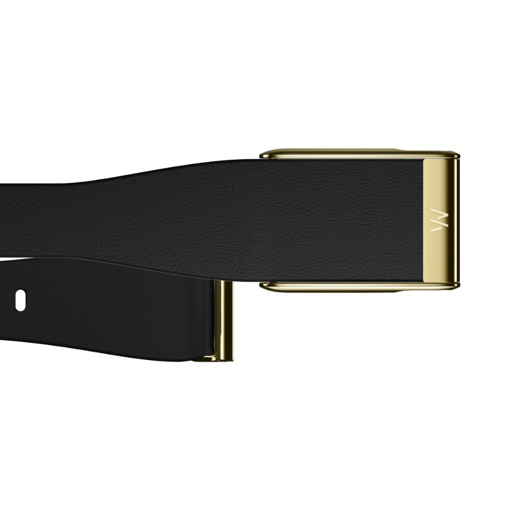 WHOOP MG LeatherLuxe Tapered Band - Small/Medium - Black With Gold