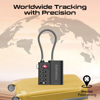 Promate TSA Luggage Lock with Smart Precision Tracking Tag, works with Find My App
