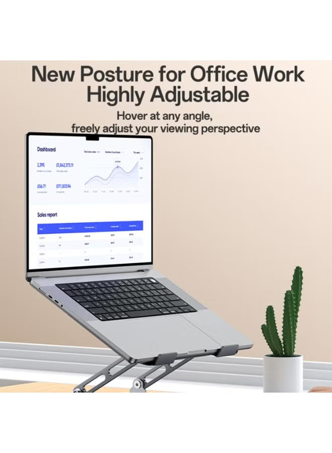Yesido LP08 360° Rotating Adjustable Metal Laptop Stand - Ergonomic, Foldable Desktop Holder with Heat Dissipation for Laptops & Tablets