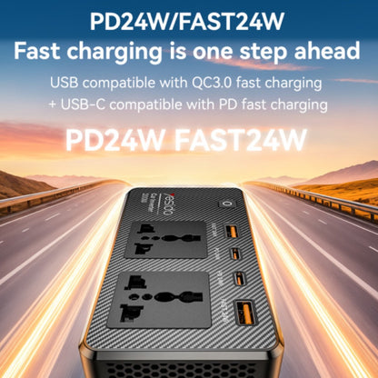 Yesido VC07 12V To 200V Car Inverter - Incependent Switch Multiple Protections USB QC3.0+TC PD Fast Charging
